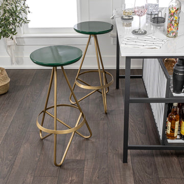Spiroa 30" Modern Industrial Metal Backless Circular Bar Stool - JONATHAN Y